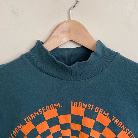 Urban Outfitters UO New Wave Mandala Mock Neck Teal Orange T Shirt Women’s S /OS - Picture 7 of 11